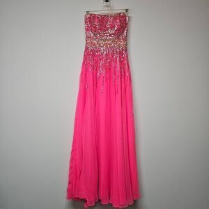 Elegant Pink Strapless Sequin Dress By Mori Lee Size 0
